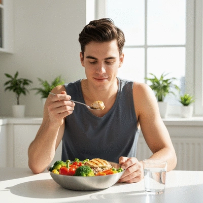 Person eating a healthy meal after a workout