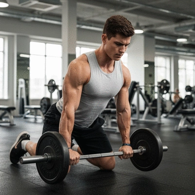 Person performing strength training with weights