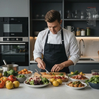 Person preparing clean eating meals in a modern kitchen