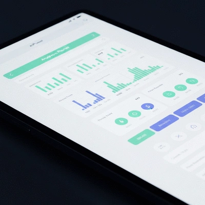 AI workout planner analyzing user data on a screen, with data points and graphs